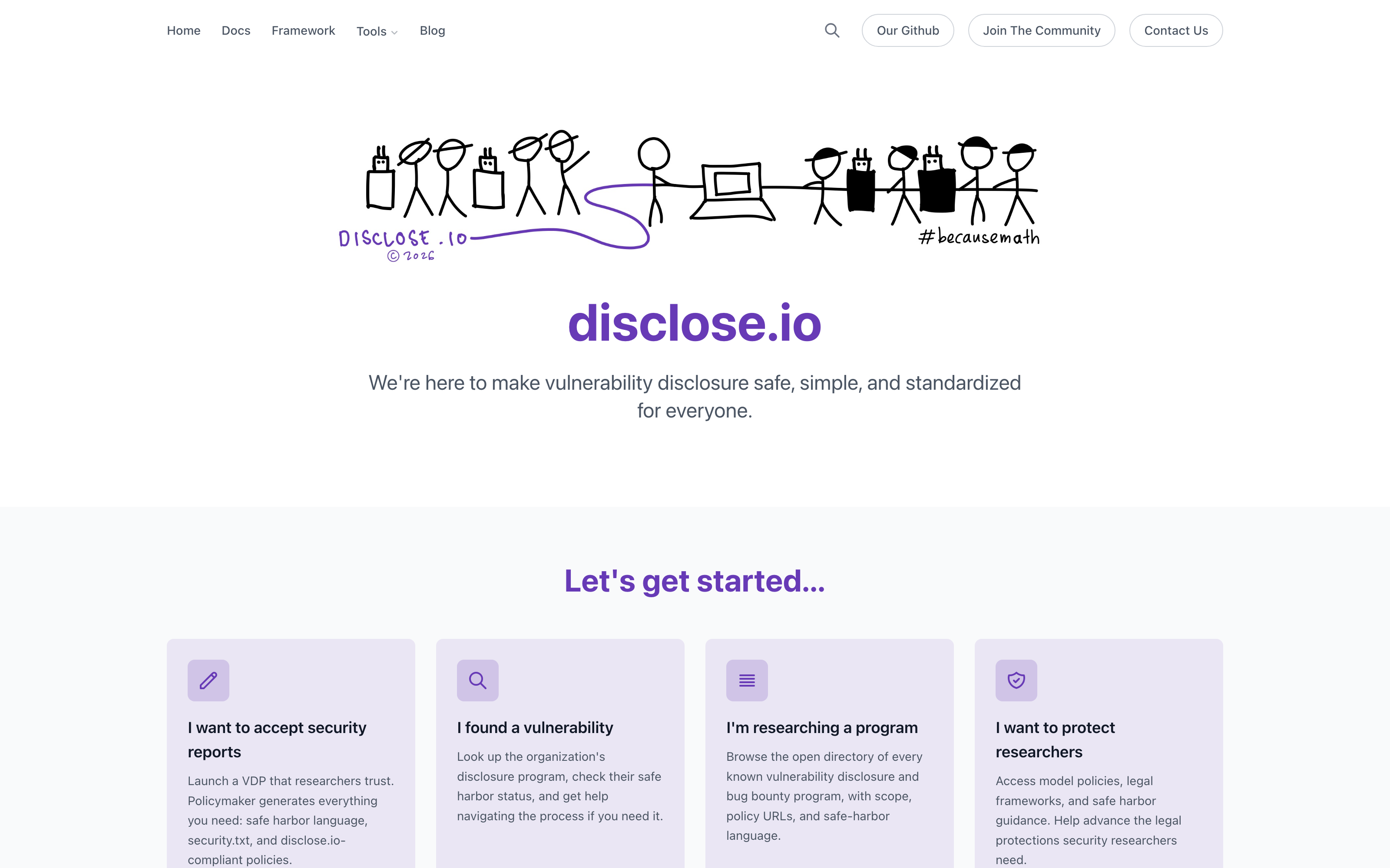 Live capture of the disclose.io main site front door