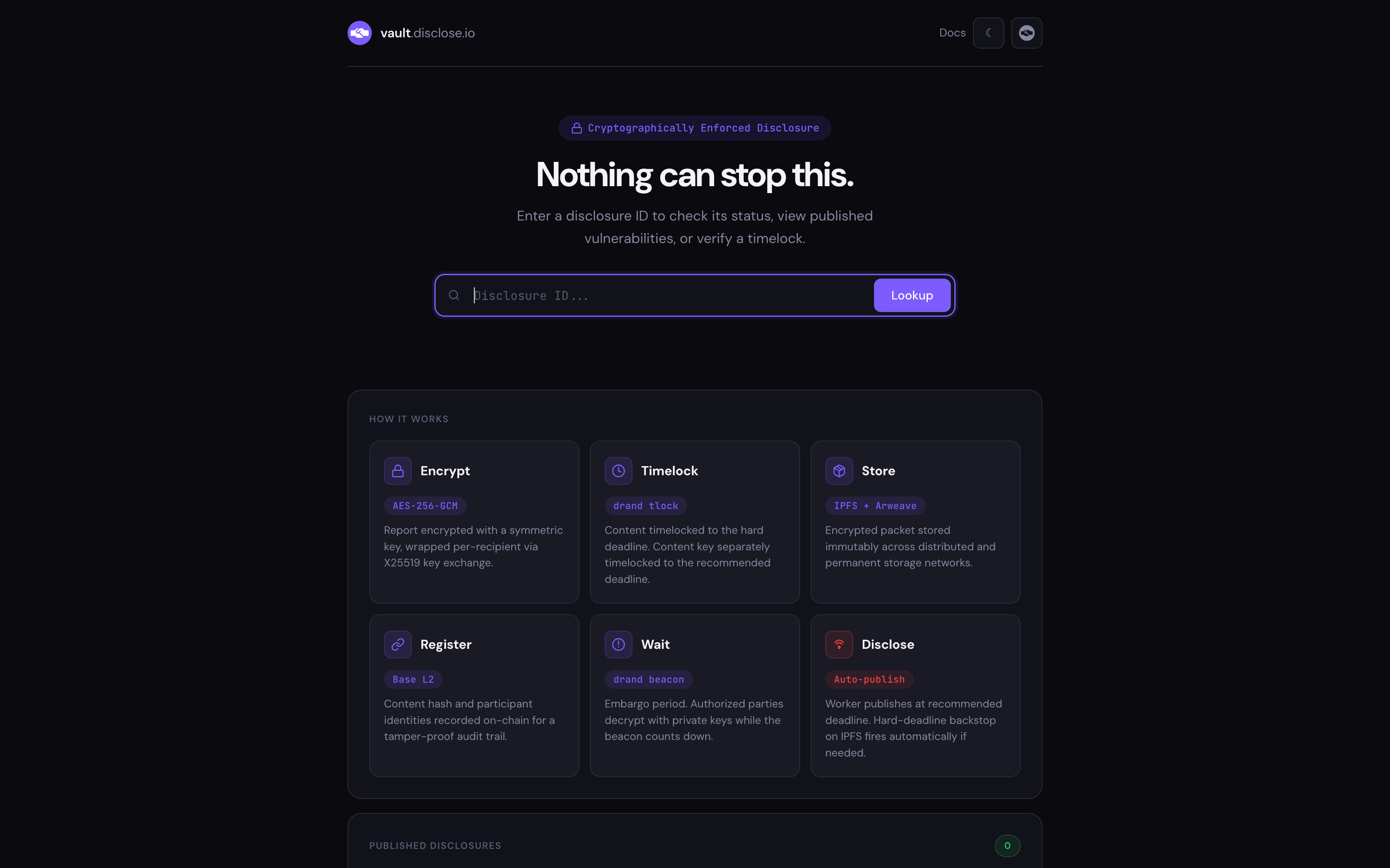 Live capture of vault.disclose.io coordinated disclosure workflow
